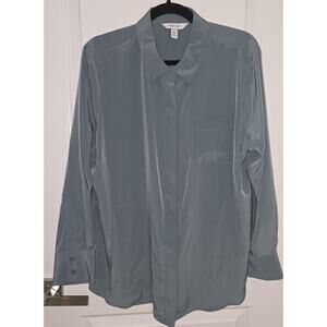 Nine West Silky Sage Green Long Sleeve Dress Shirt Business PXL